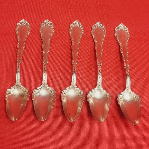 Simeon L & George H Rogers Co Nickel Silver Jam Preserve Spoon Lot of 5 - Picture 5 of 12